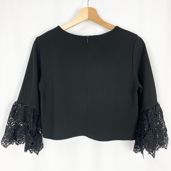Chelsea Cropped Blouse with Lace Bell Sleeves Size Small - Picture 2 of 6